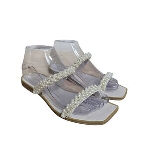Dolce Vita Womens Embellished Pearl Square Toe Flat Sandals Size 6.5